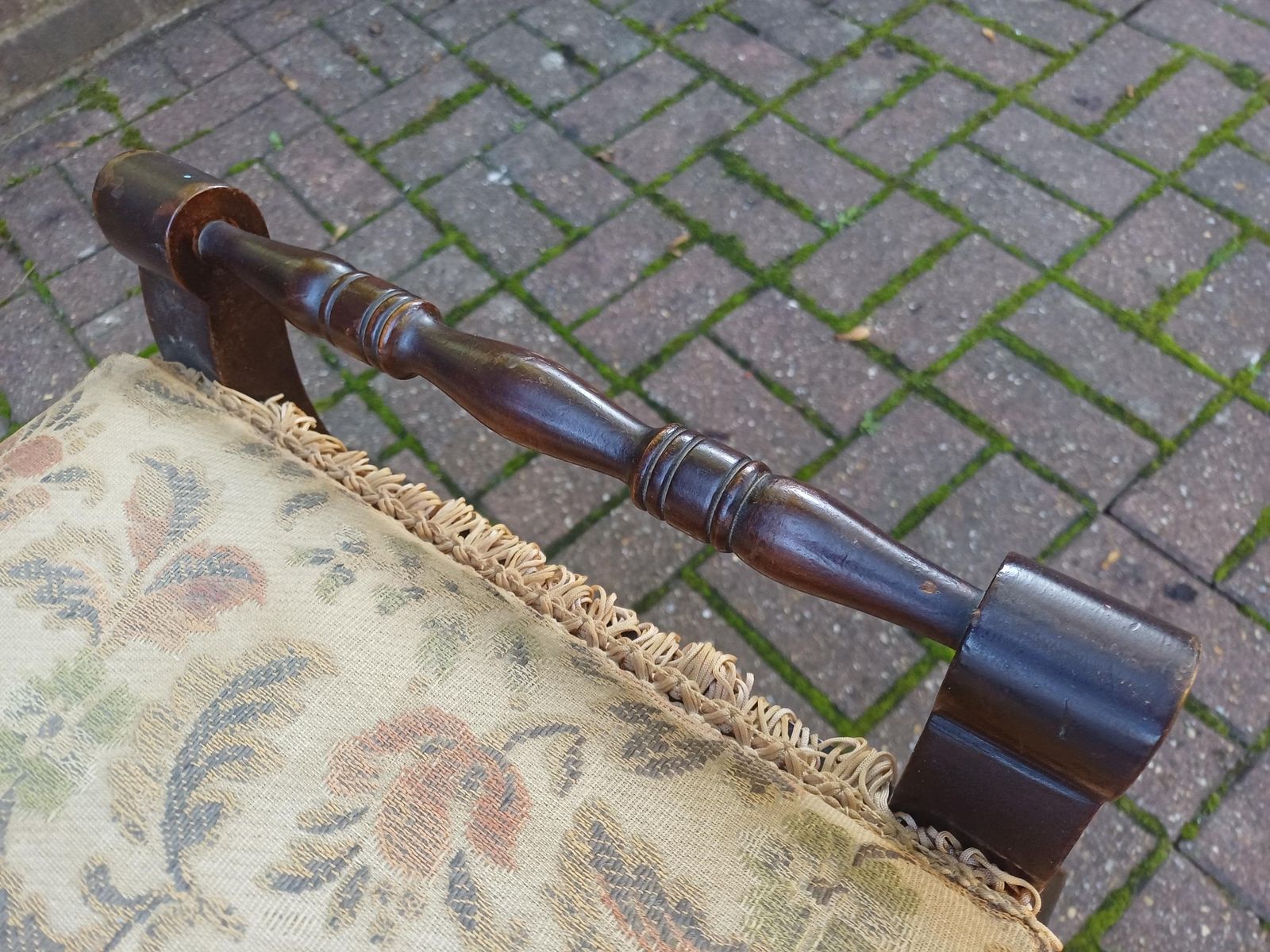 Antique Edwardian Mahogany Piano Stool With Storage, Floral Upholstery And Cabriole Legs, Early 20th Century Vanity Bench photo vintage