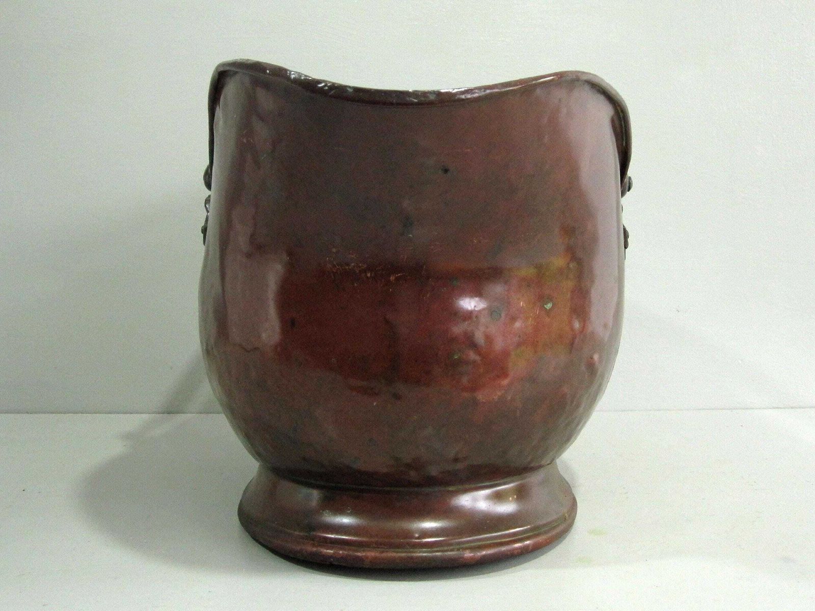 Antique Helmet Shaped Copper Scuttle Bucket photo Home Fixtures