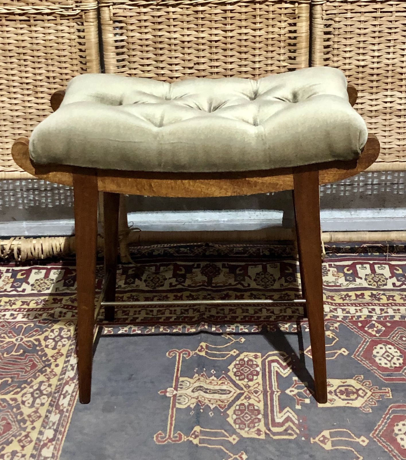 Handsome Retro Teak Stool photo vintage