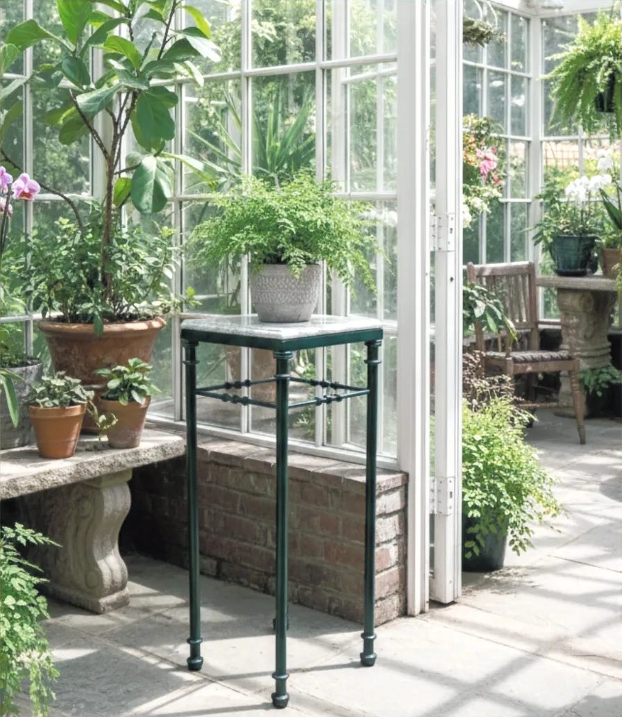 Tall French Victorian Green Metal & Marble Stand photo buy