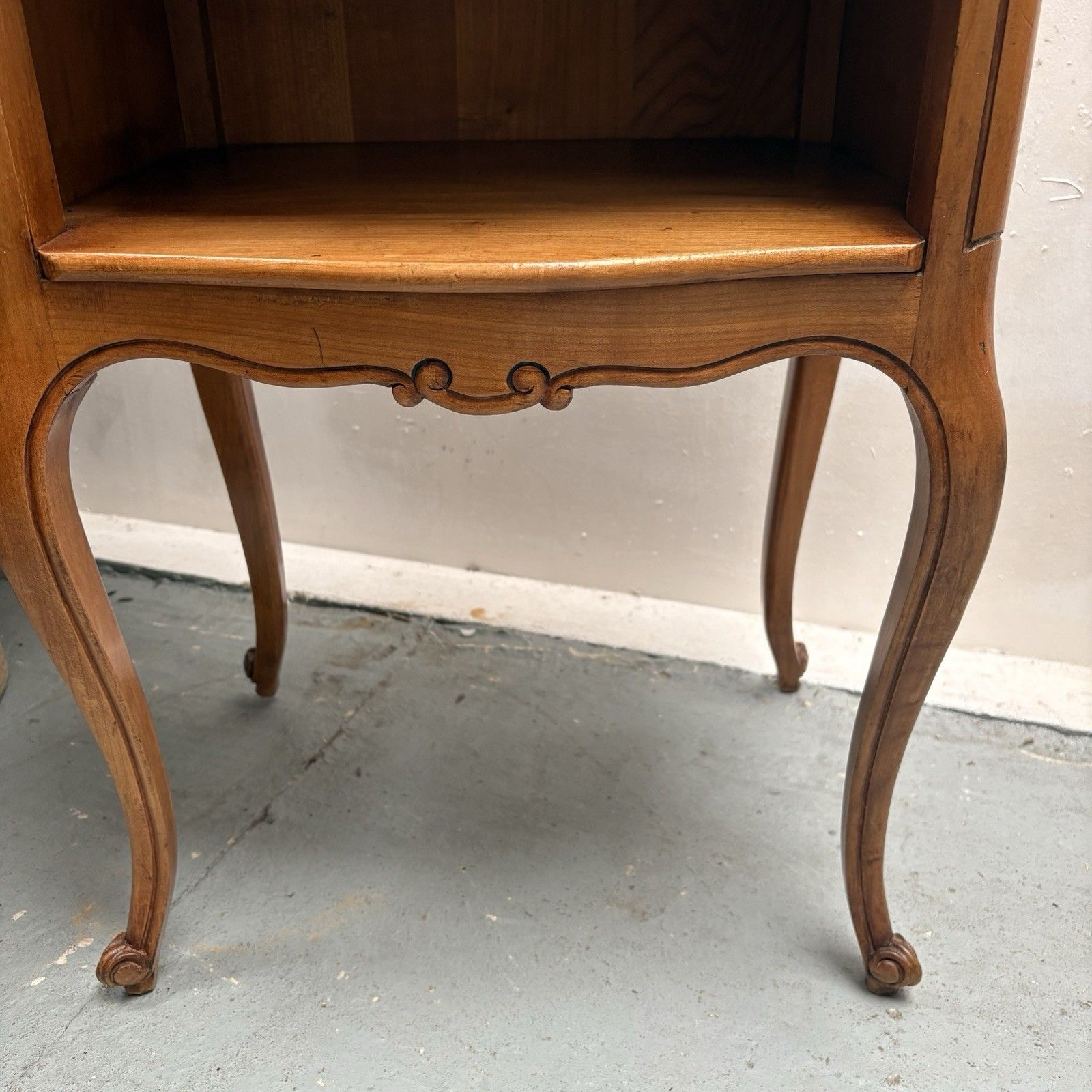 Vintage French Louis XV Style Parquetry Top Cherry Wood Bedside Table “Chevet” photo Furniture
