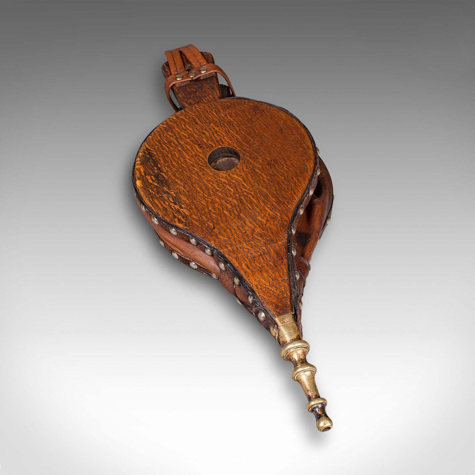 Antique Fireplace Bellows, English, Oak, Leather, Fire Tool, Victorian, C.1880 photo Home Fixtures