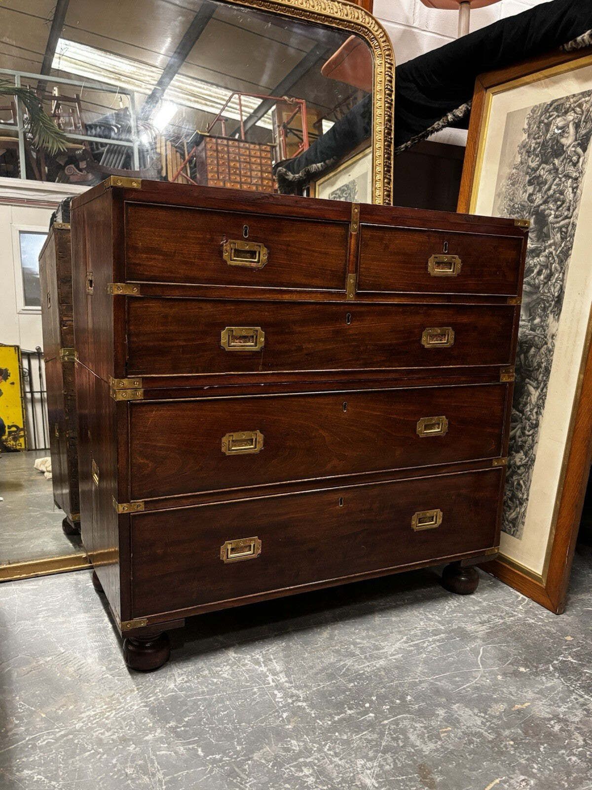 Victorian Campaign Chest. Superb Patina, Fine Proportions, Splits In 2 Pieces. photo Furniture