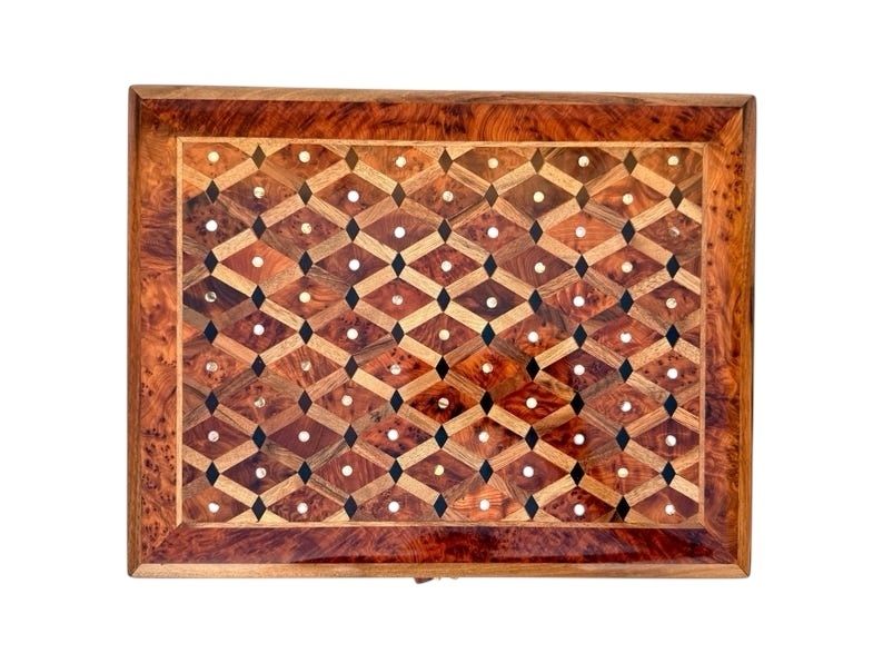 Luxurious Large Thuya Wood Jewellery Box Exquisite Moroccan Lidded  Chest photo for sale