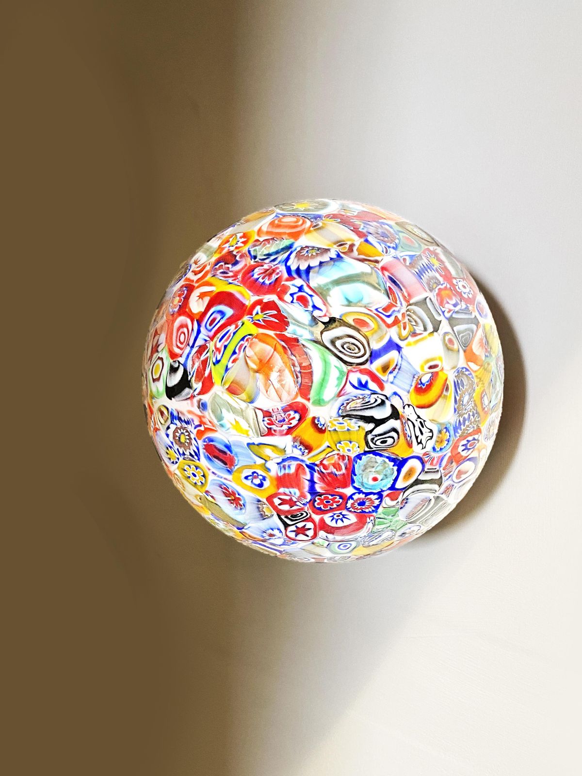 Contemporary Venetian Multicolored "Murrine" Little Sphere Wall Sconce O Flush Mountt In Murano Glass photo Lighting