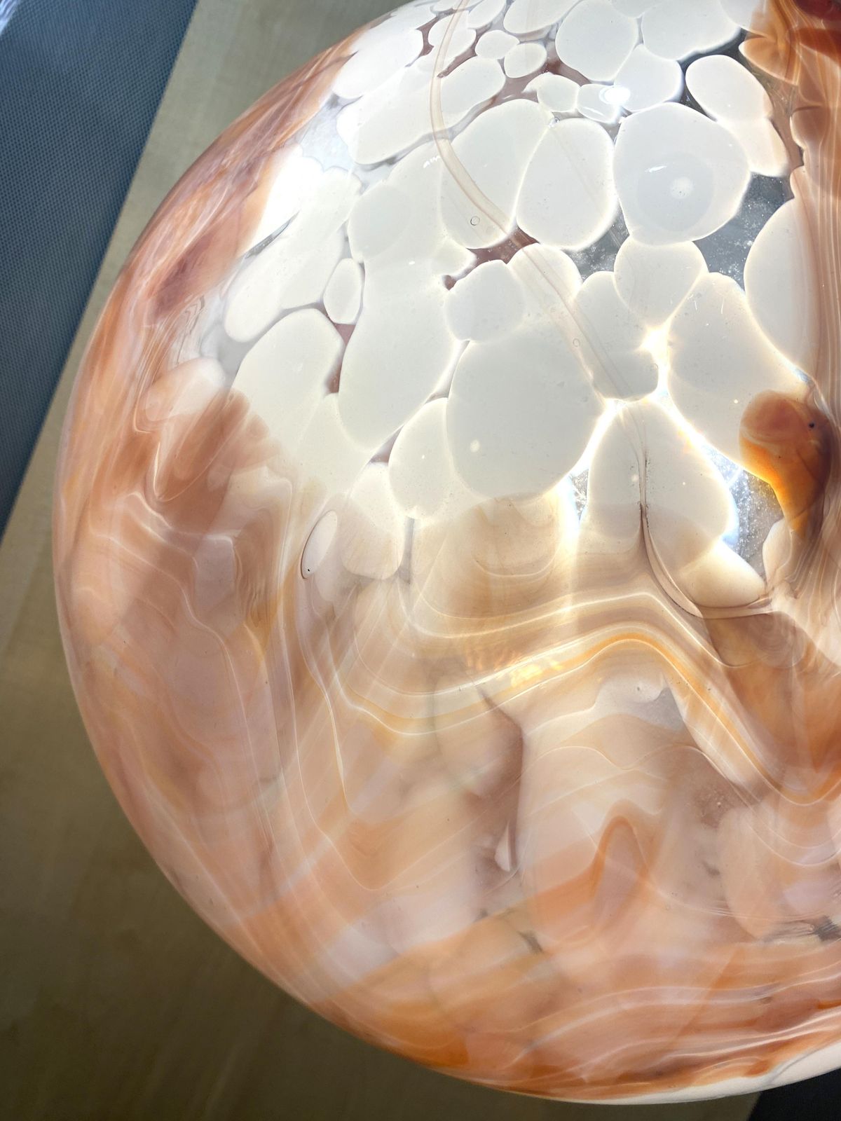 Contemporary Milky White Spot With Brown Sphere Pendant In Murano Glass photo 3505.0