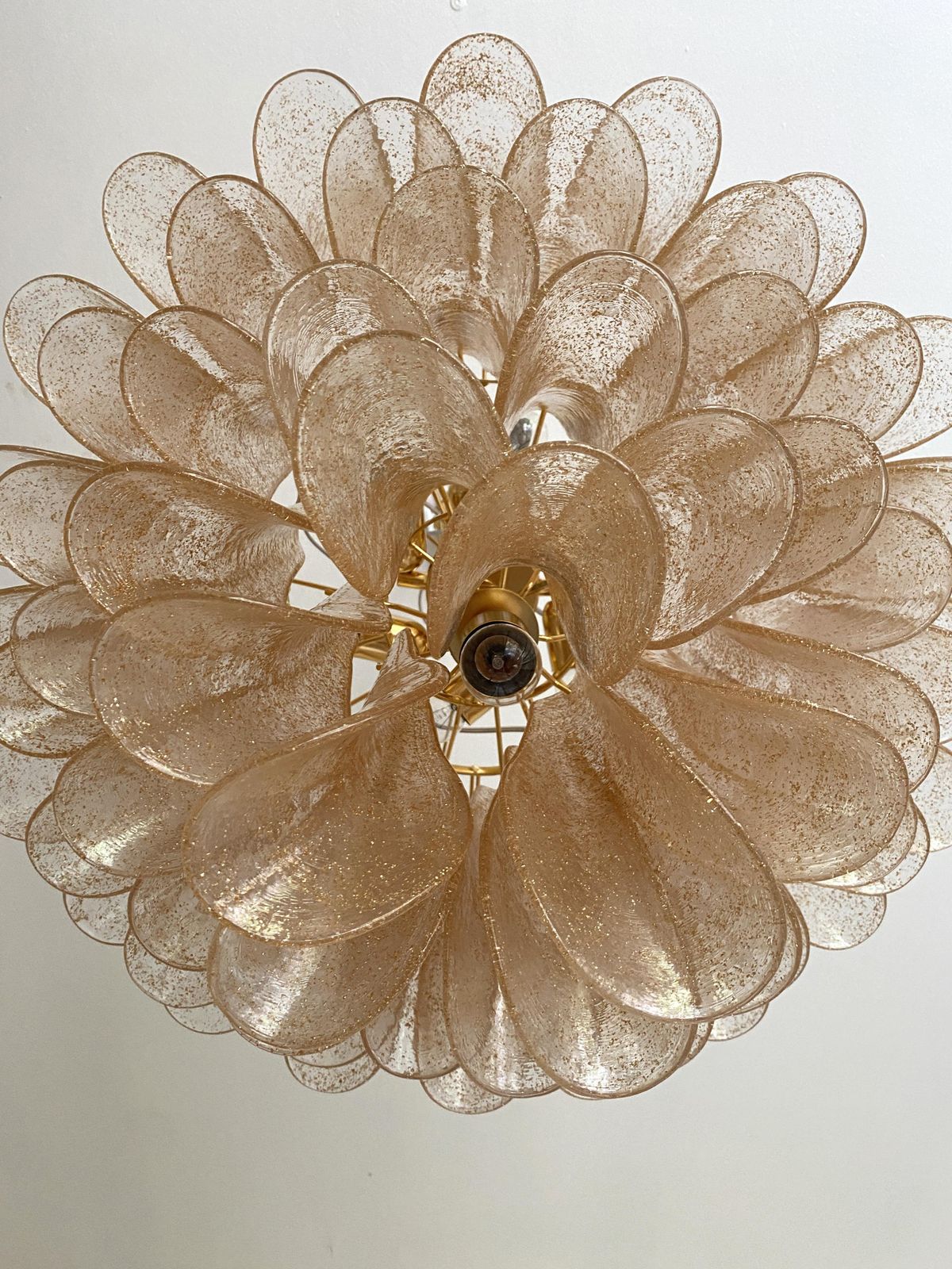 Contemporary Clear And Gold “Petali Selle” Murano Glass Chandelier In Mazzega Style photo 8450.0