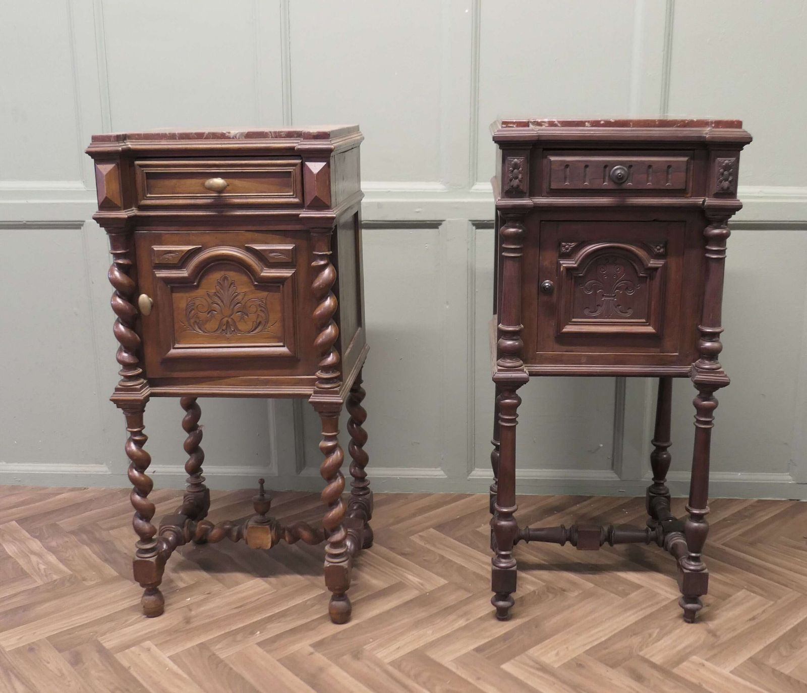 French Walnut Barley Twist Night Table Or Side Cupboard This Is A Very Attractive Piece O photo 594.0