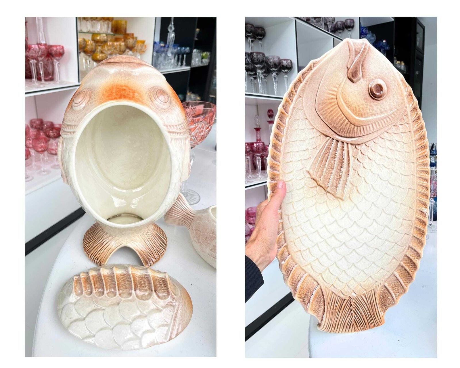 Majolica France Fish Serving Set | 21pcs | Sarreguemines + St Clements photo vintage