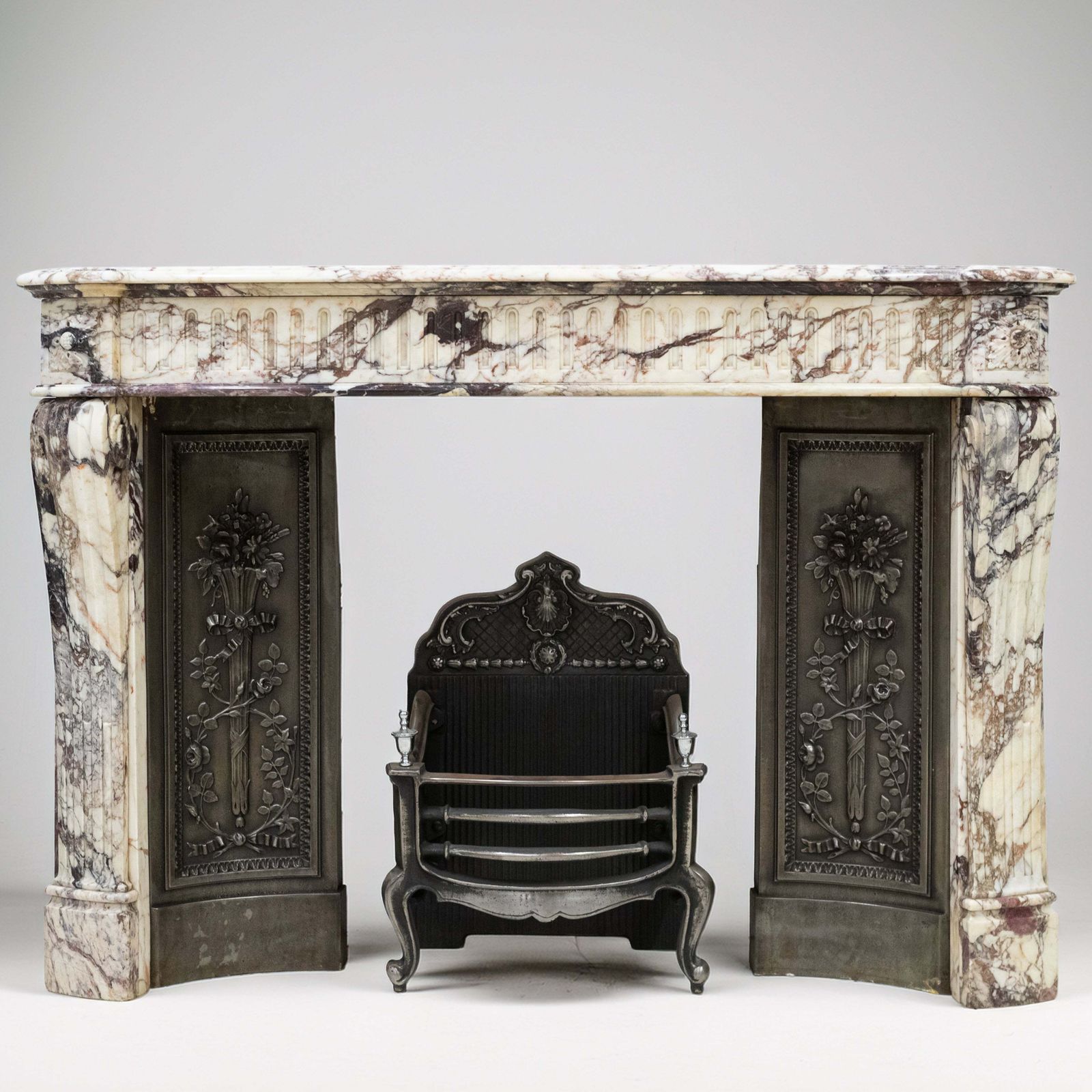 photo for sale Antique 19th Century Brèche Marble Louis Style Fireplace Surround