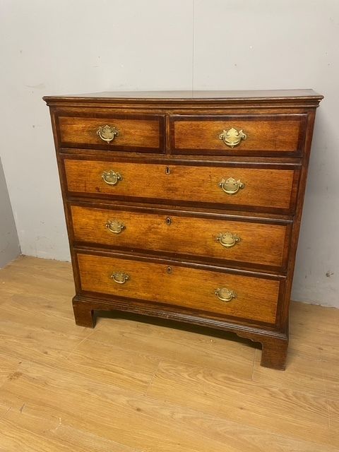 Georgian Oak And Cross Banded Mahogany Four Height Chest Of Drawers Circa 1790 photo furniture
