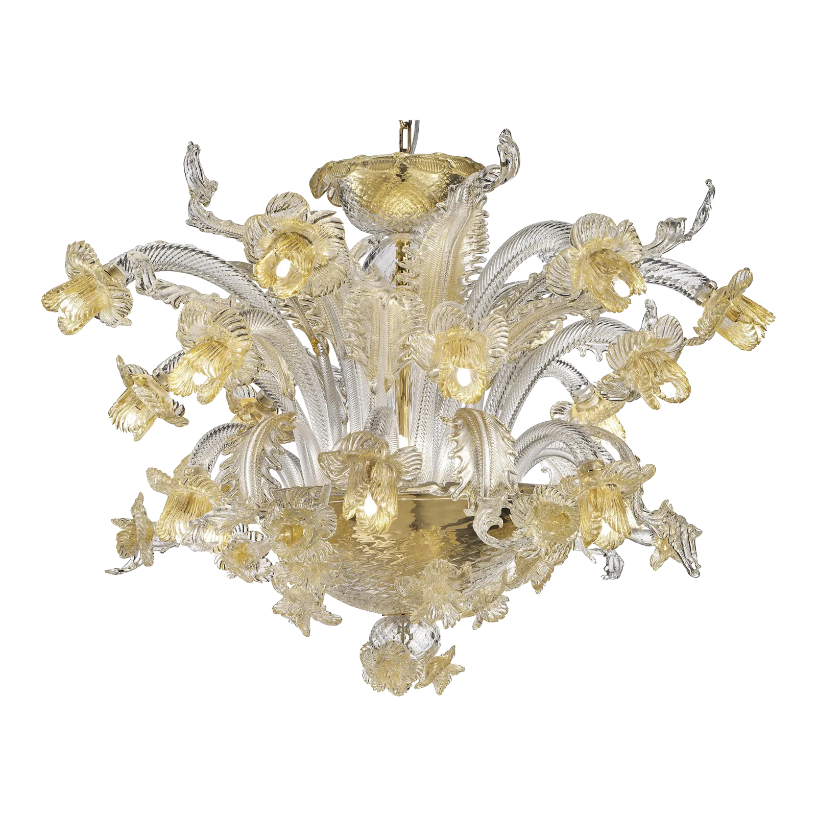 Venetian Floreal Luxury Gold Muarno Glass Chandelier