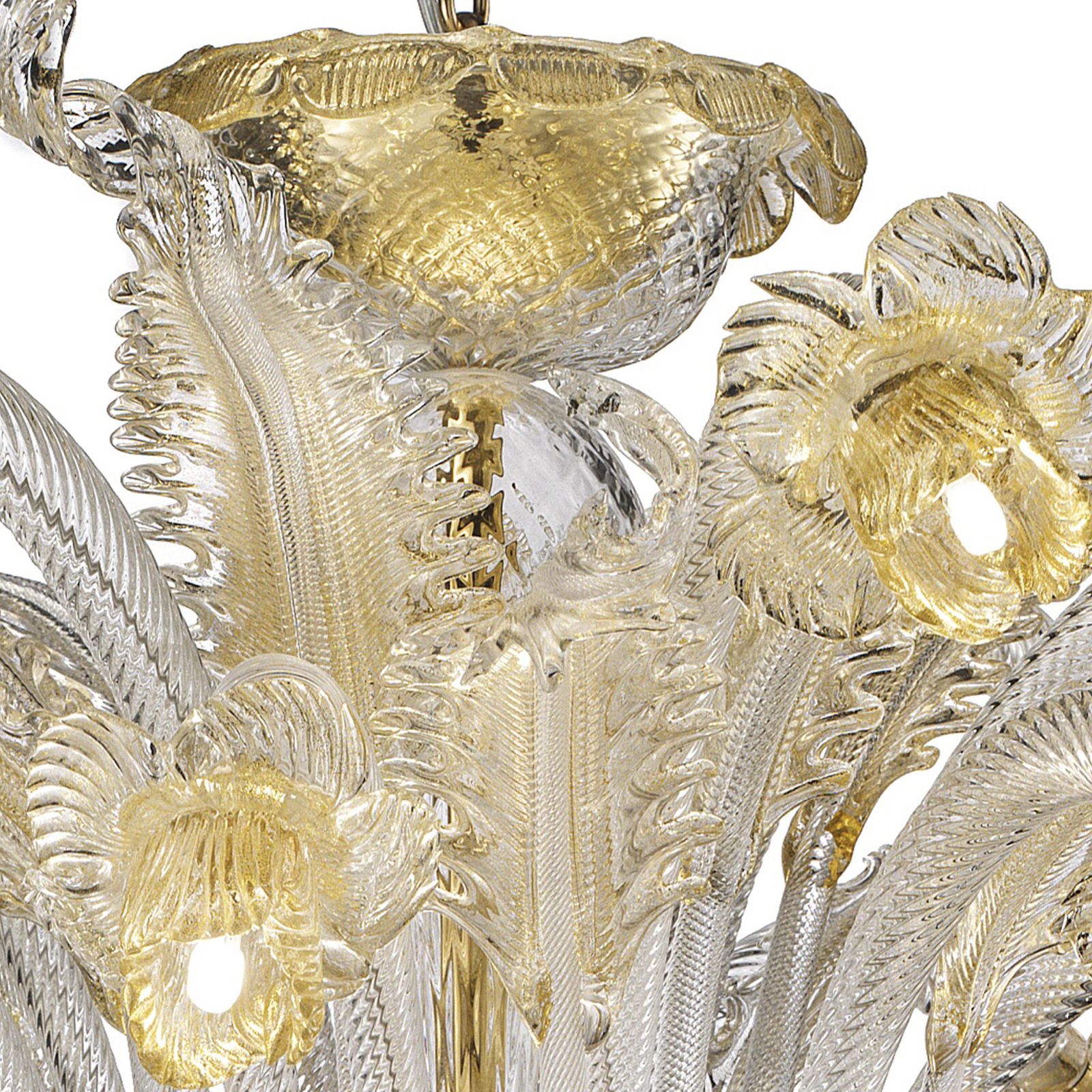 Venetian Floreal Luxury Gold Muarno Glass Chandelier photo vinterior