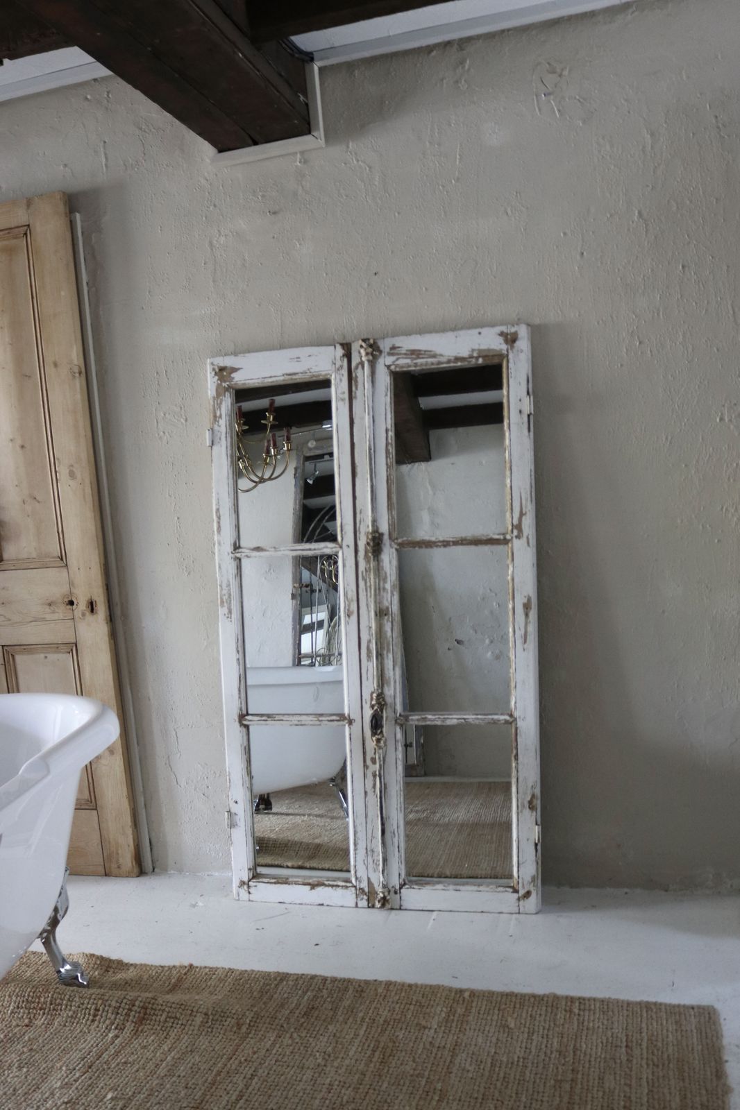 Floor Standing French Window Frame Mirrors 146 Cm High photo Home Decor