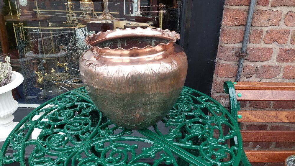 Copper Arts & Crafts Jardiniere Planter photo furniture