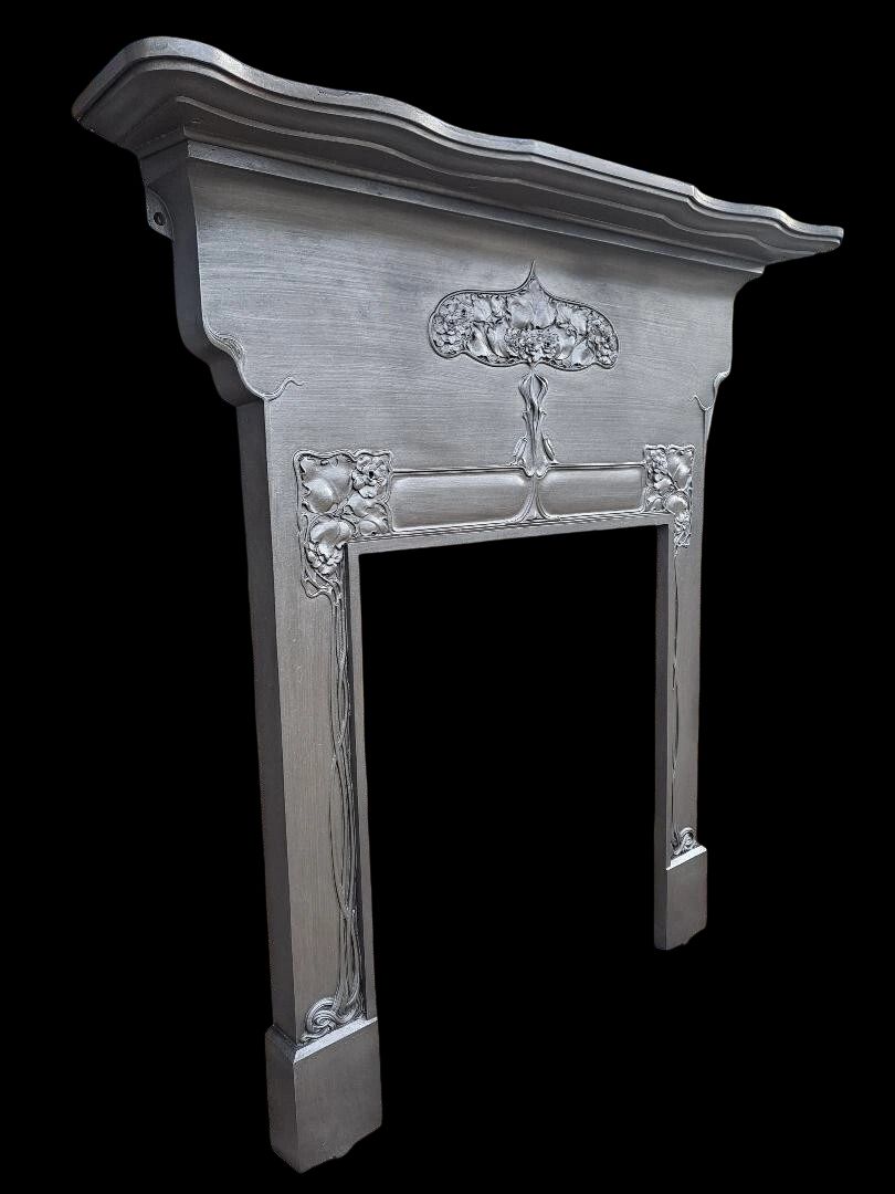 Antique Victorian Art Nouveau Cast Iron Fireplace Fire Woodburner Surround photo furniture