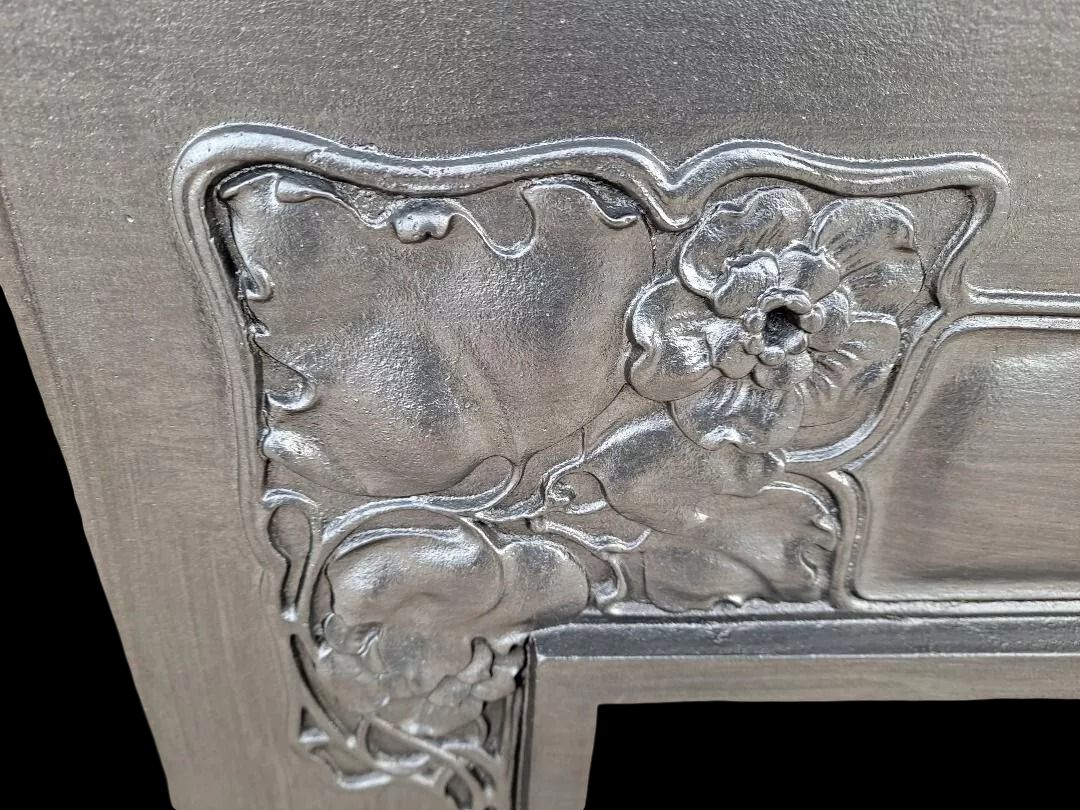 Home Fixtures Antique Victorian Art Nouveau Cast Iron Fireplace Fire Woodburner Surround photo