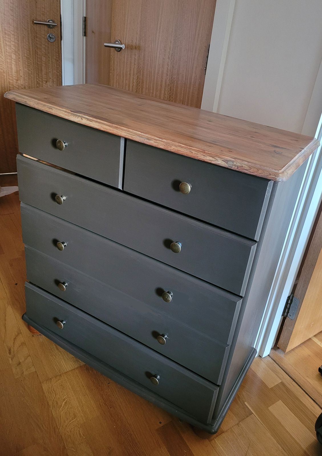 Upcycled Hand Painted Dark "Greige" Pine Chest Of Drawers Need To Be Sold Asap ! photo furniture