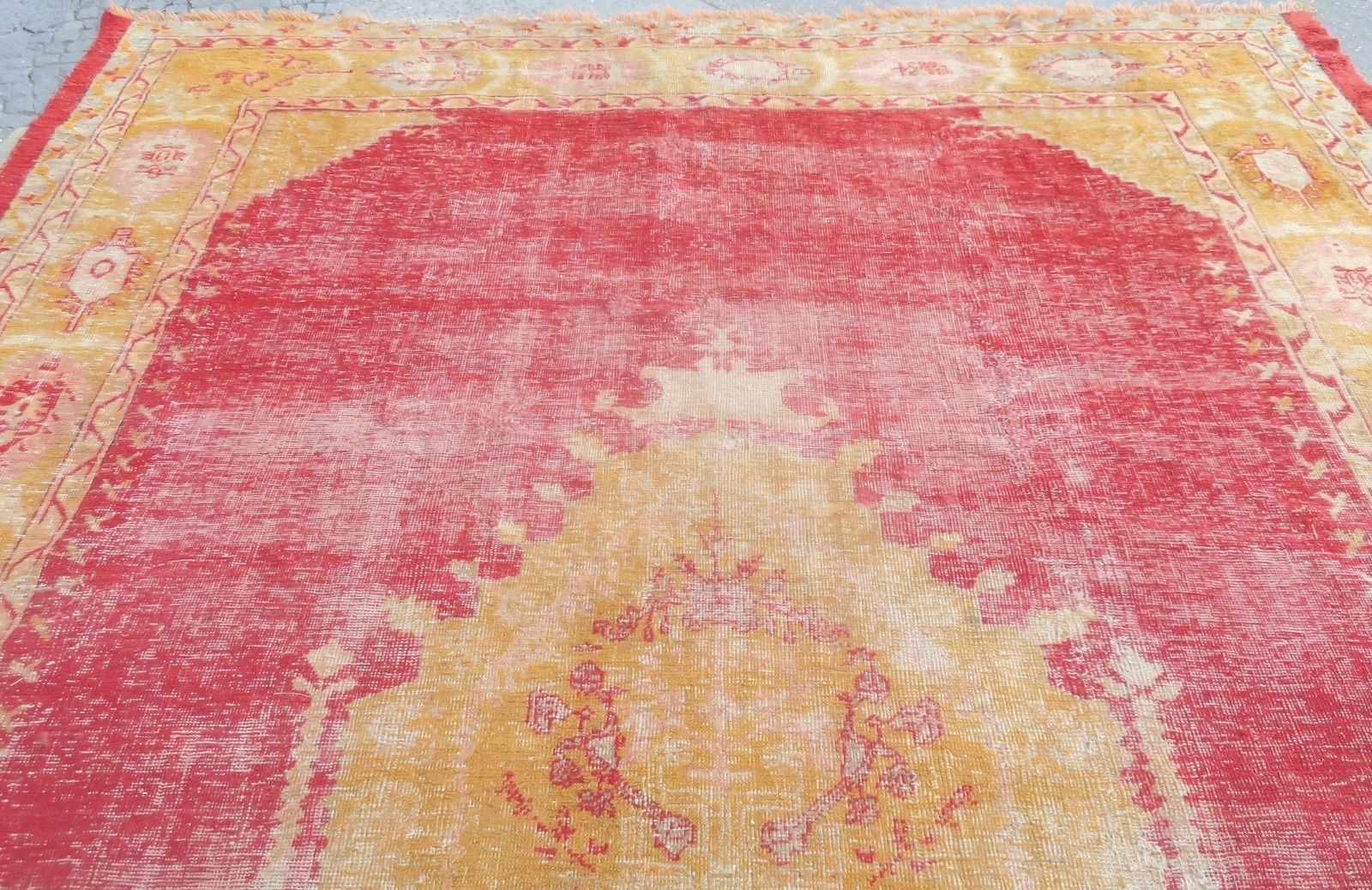 Antique Coral Oversized Distressed Oushak Carpet 424cm X 311cm photo vinterior