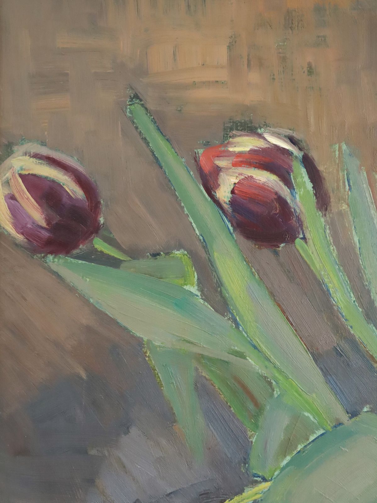 photo furniture Tulips In A Blue Vase Oil Painting