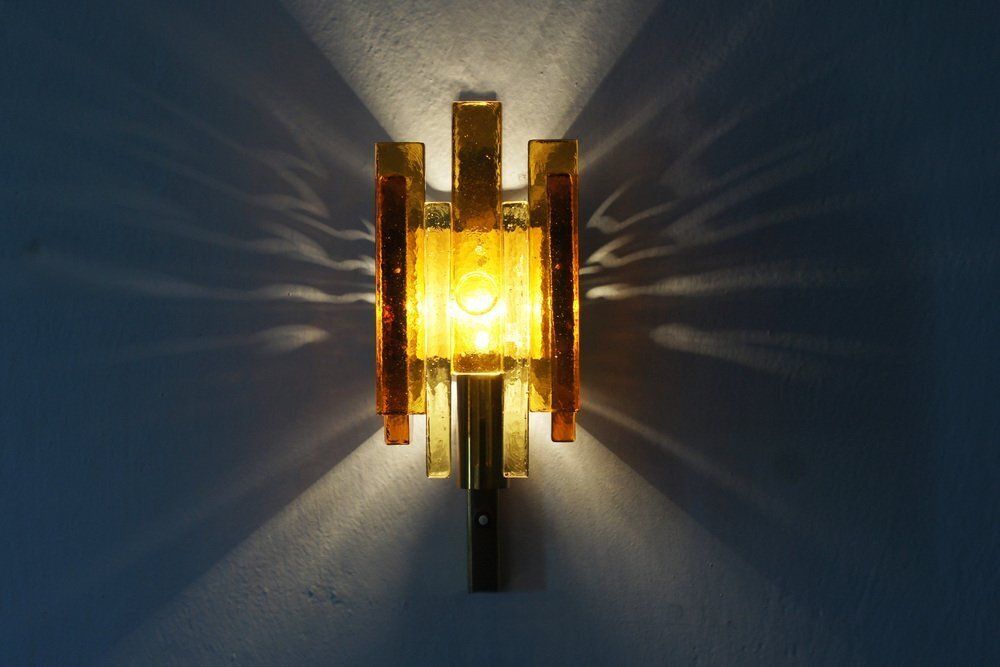 Stacked Glass And Brass Wall Sconce By Svend Aage Holm Sørensen For Hassel & Teudt, 1960s photo 915.0