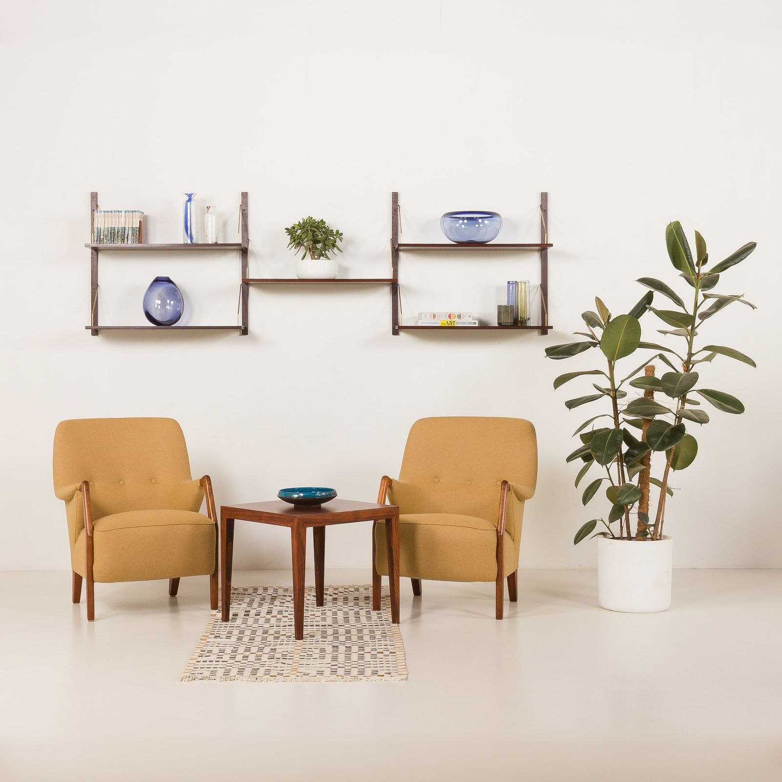Scandinavian Mid Century Lounge Chairs In Teak And Wool, Set Of 2, 1960s