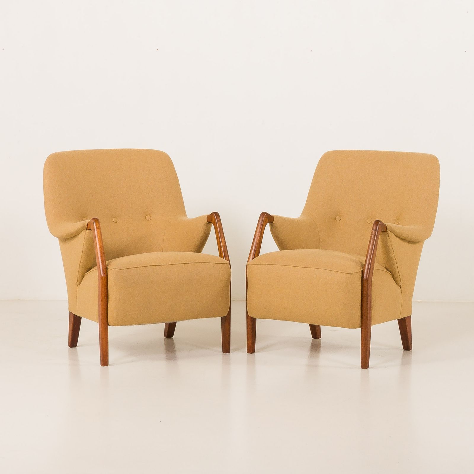 Scandinavian Mid Century Lounge Chairs In Teak And Wool, Set Of 2, 1960s photo furniture
