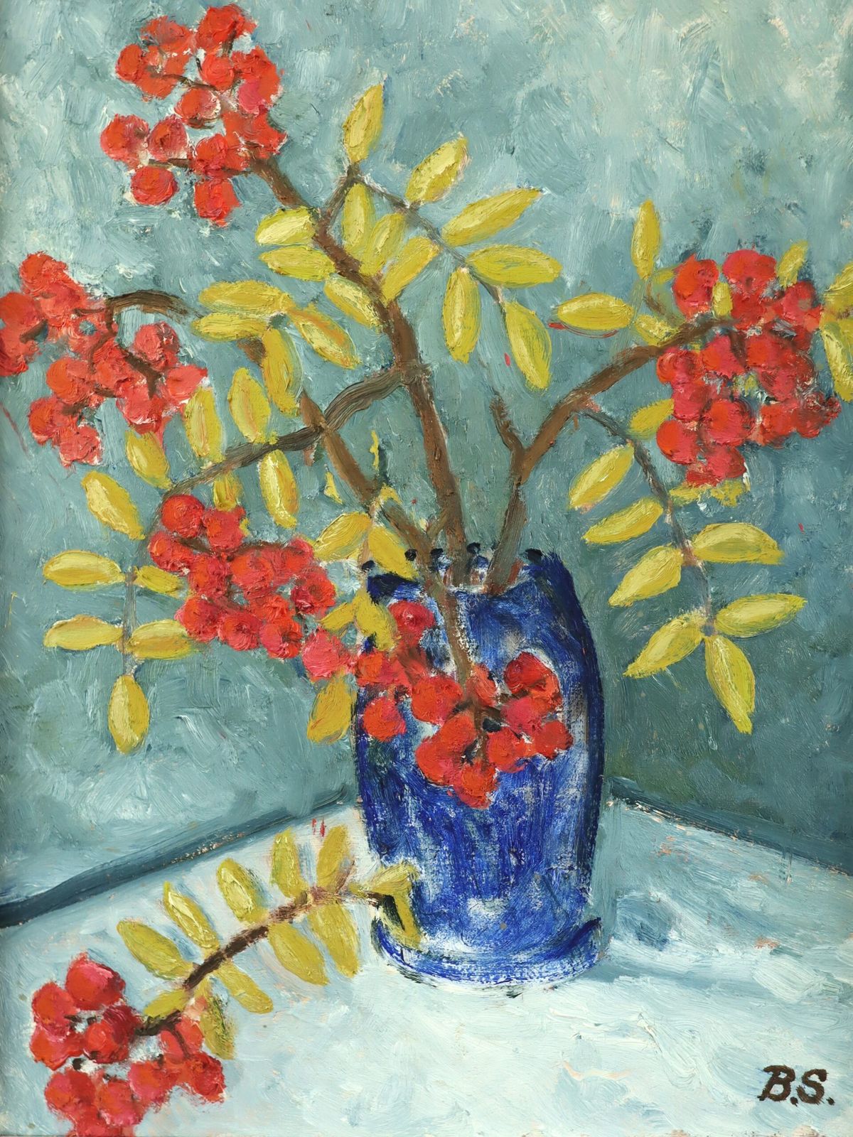 Oil Painting Red Rowan Berries photo buy