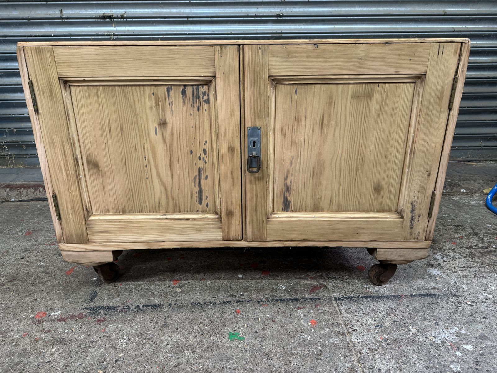 One Of A Kind Antique Pine Blanket Box/Cupboard Ready For Finish   Wax/Paint photo furniture
