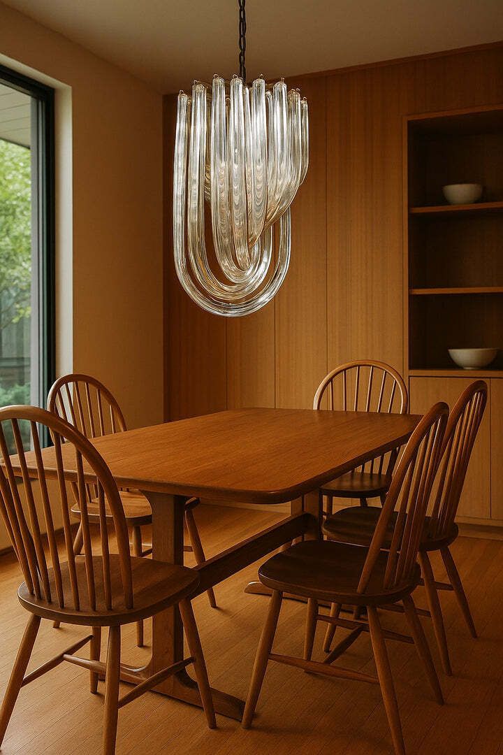 Murano Venini Chandelier  Italian Mid Century Glass C. 1980s