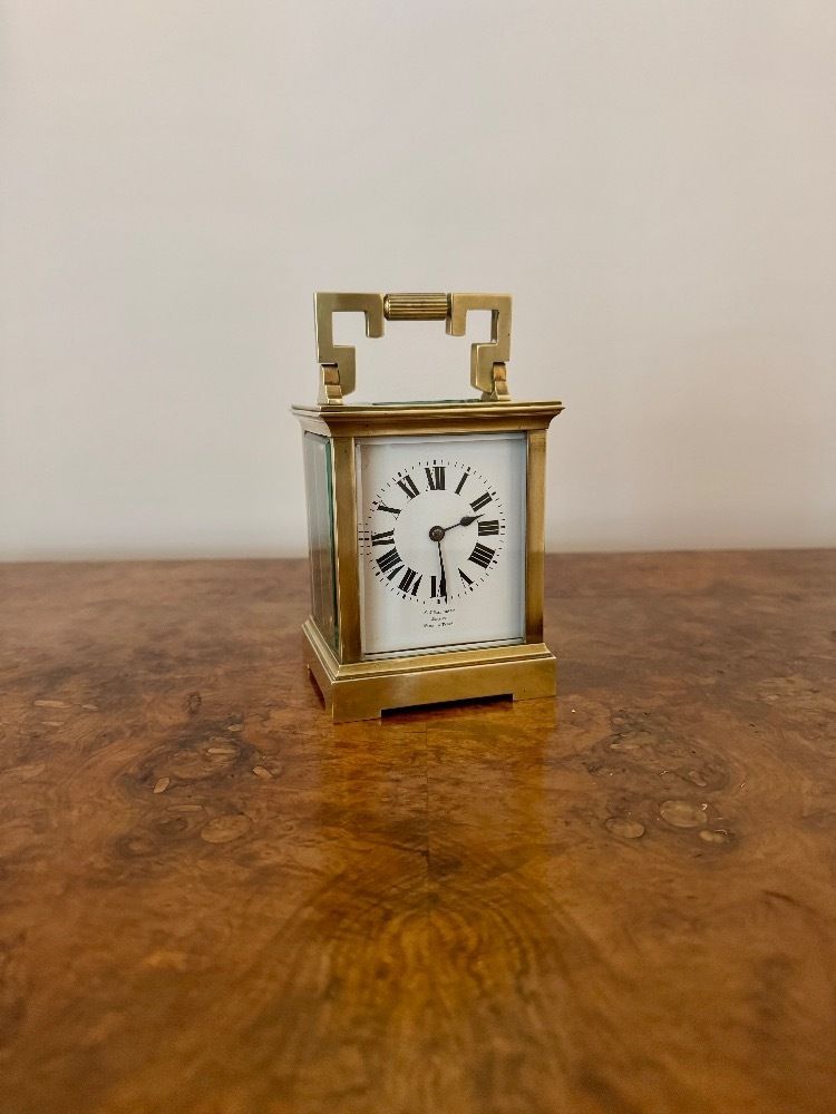 Outstanding Quality Antique French Brass Striking Carriage Clock photo vintage