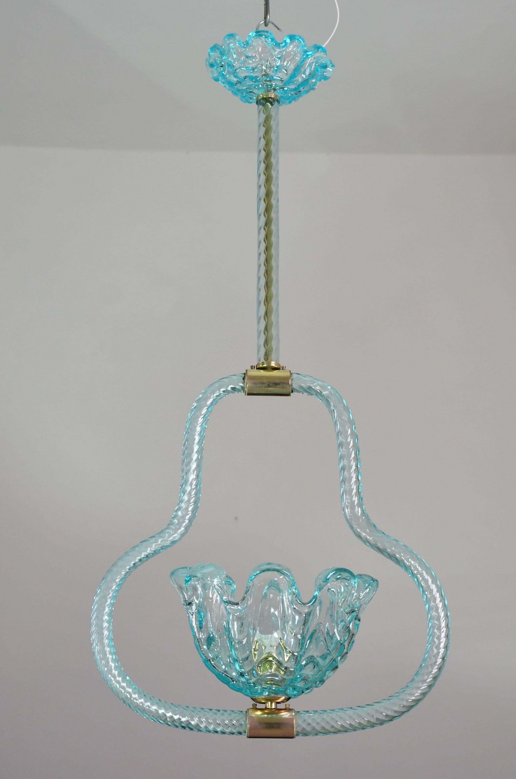 Blu Acquamarine Murano Glass Chandelier By Barovier E Toso Light, 1940s photo vinterior