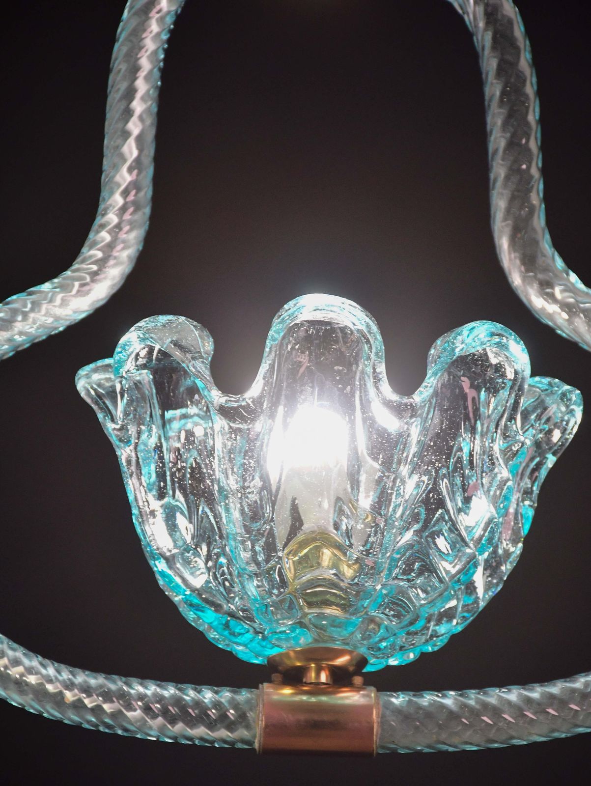 Blu Acquamarine Murano Glass Chandelier By Barovier E Toso Light, 1940s photo vintage