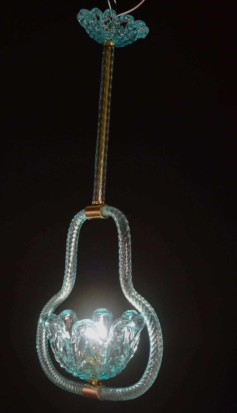 photo furniture Blu Acquamarine Murano Glass Chandelier By Barovier E Toso Light, 1940s