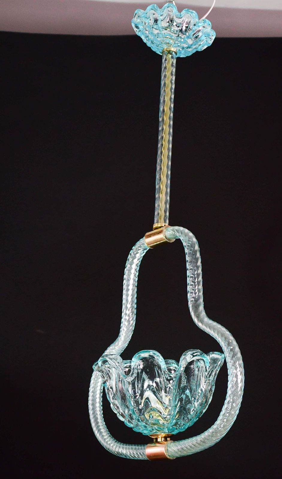 photo for sale Blu Acquamarine Murano Glass Chandelier By Barovier E Toso Light, 1940s