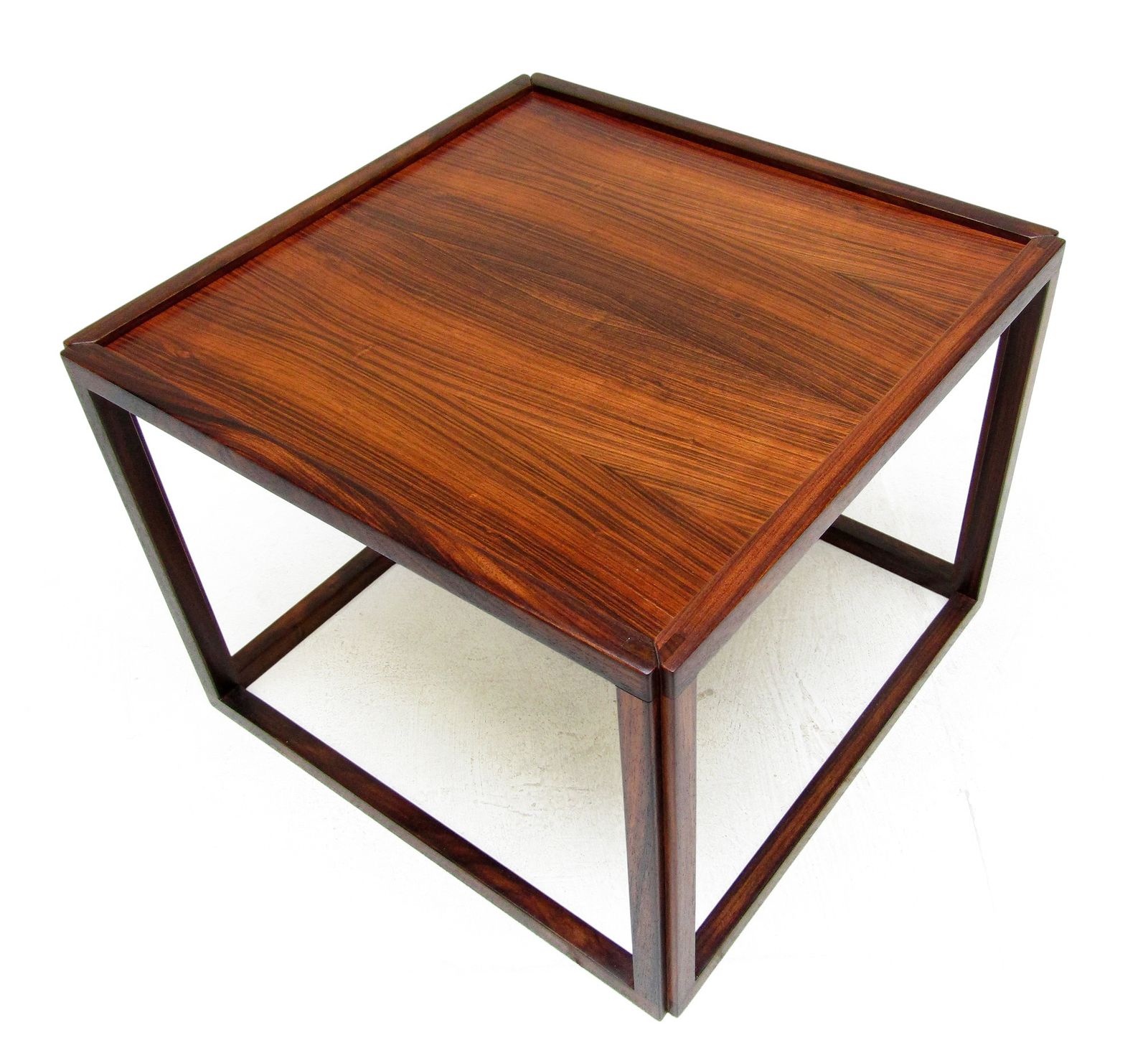 Pair Of Danish Cube Side Tables In Rio Rosewood By Kai Kristiansen photo vintage