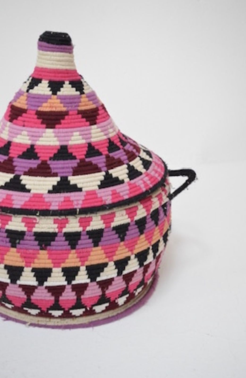 Vintage Berber Basket Handwoven Moroccan Lidded Container photo for sale