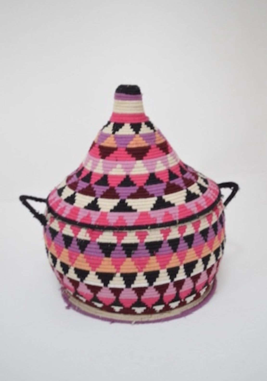 Vintage Berber Basket Handwoven Moroccan Lidded Container photo buy