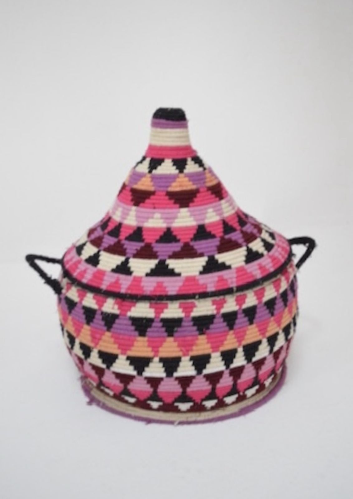 Vintage Berber Basket Handwoven Moroccan Lidded Container