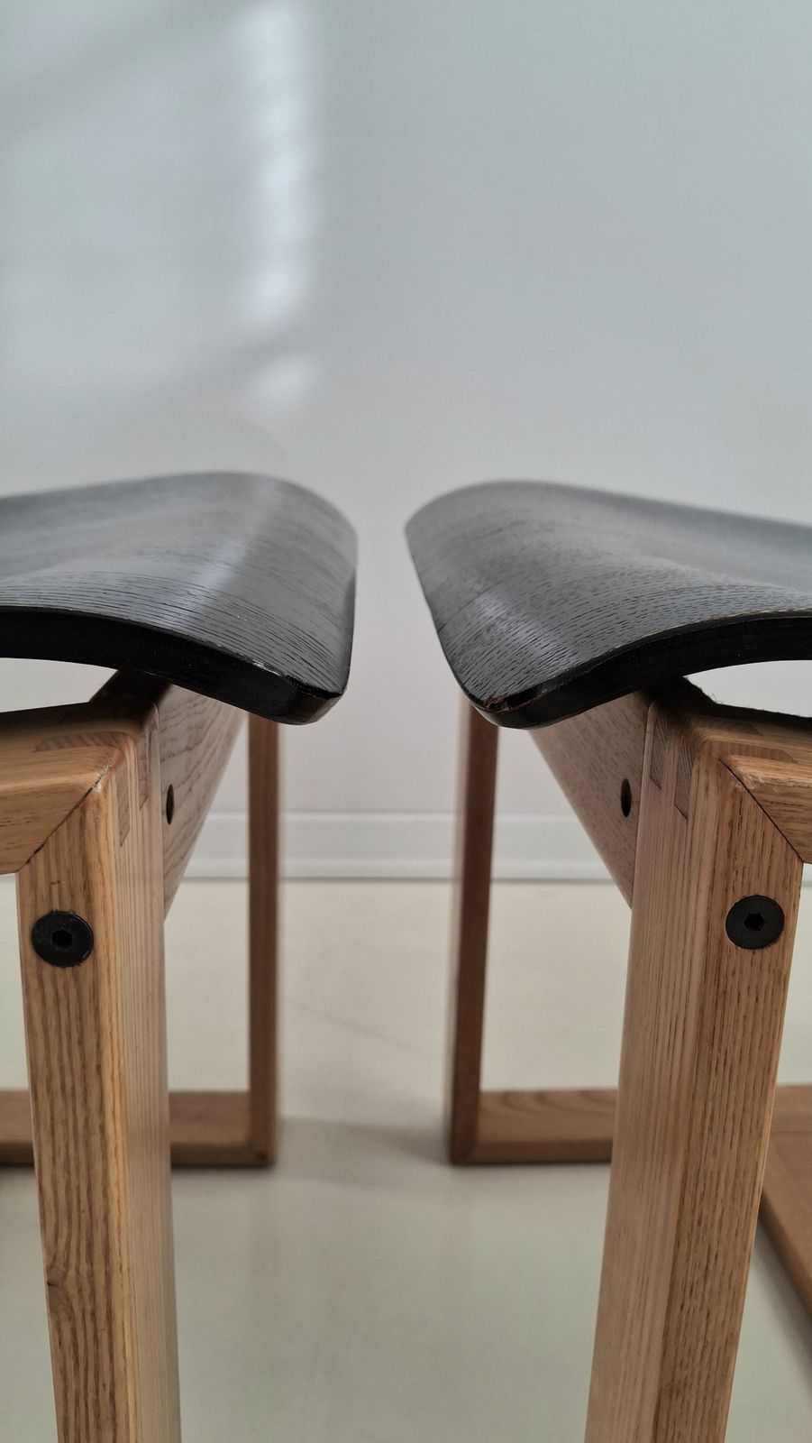 70s Italian Minimalist Bentwood Chairs, Ash And Ebonised 1 Of 2 photo vintage