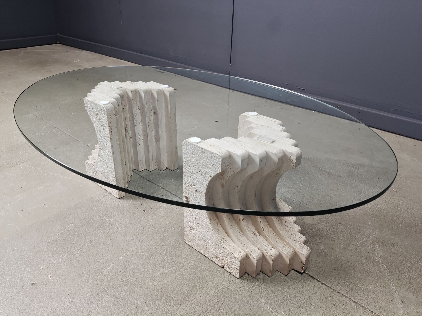 Travertine Coffee Table In The Manner Of Carlo Scarpa, 1970s photo 1150.0