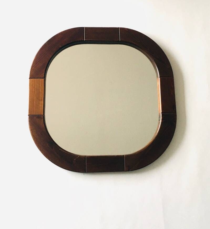 1970's Design Finja Mirror In Stained Pine By Ikea photo 500.0