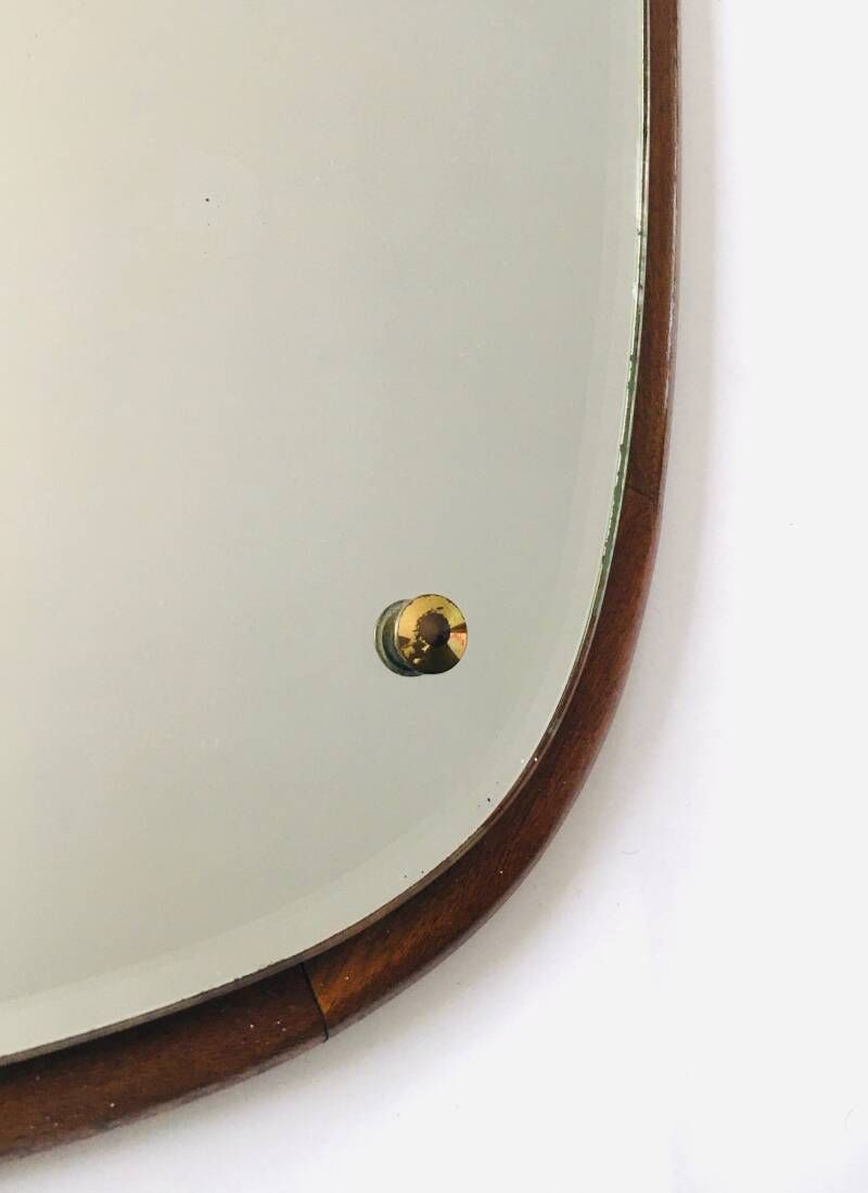 photo furniture Midcentury Modern Scandinavian Design Teak Oval Mirror, Denmark 1960's