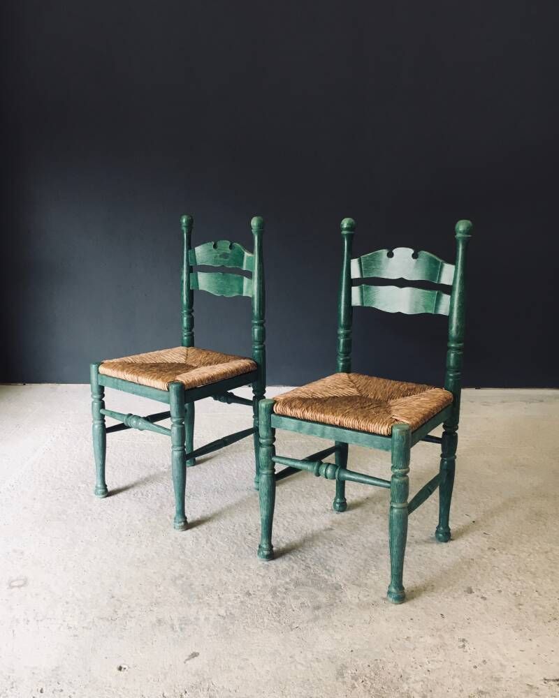 Austrian Alps Rustic Design Green Side Chairs, Austria 1950's photo furniture