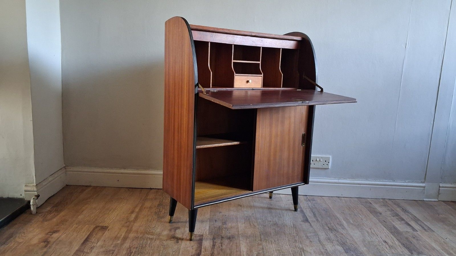 1960's Danish Mid Century Teak Drop Leaf Writing Bureau /Desk photo furniture