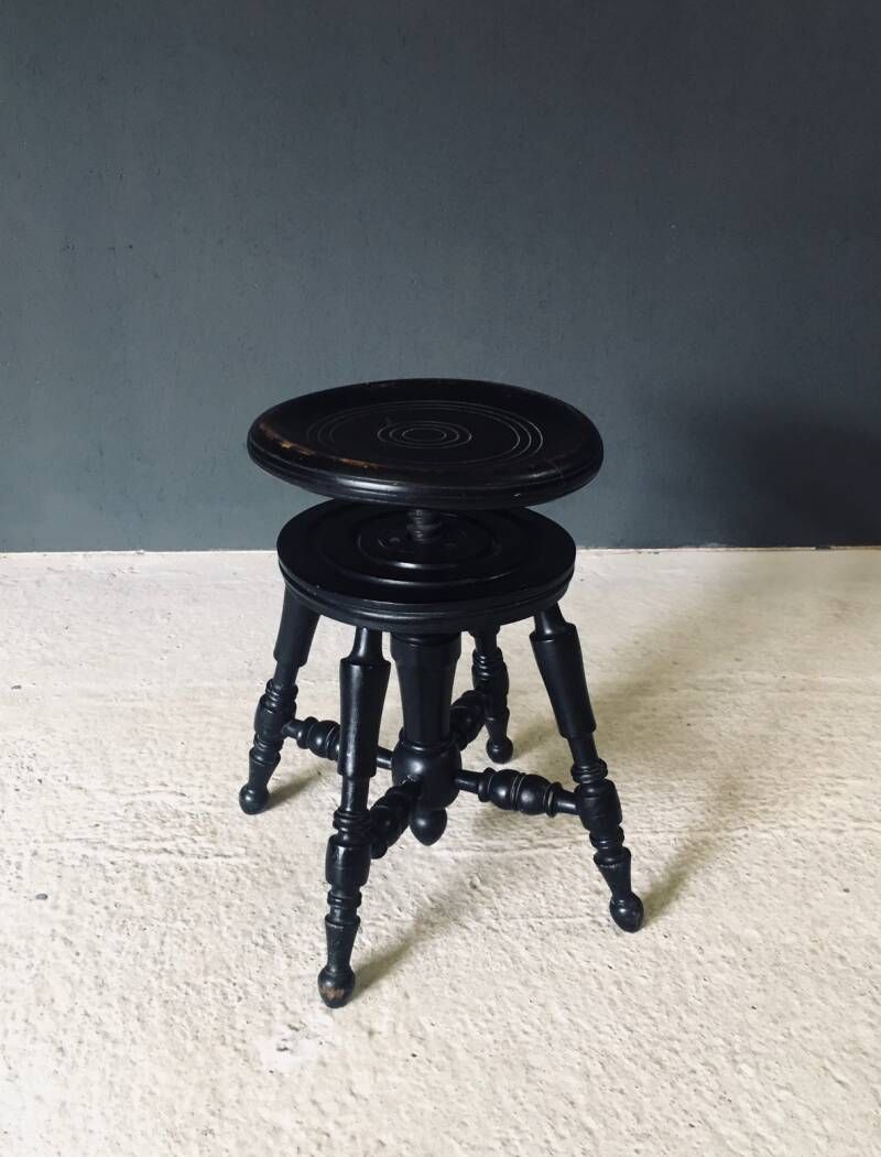 Early 20th Century Design Black Stained Piano Stool photo for sale