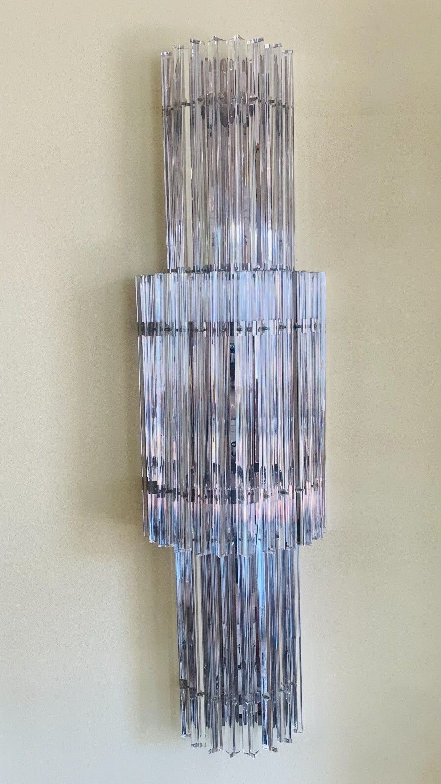 Wall Lamp, Pair Of Murano Glass Slat Sconce New Enrico Neri