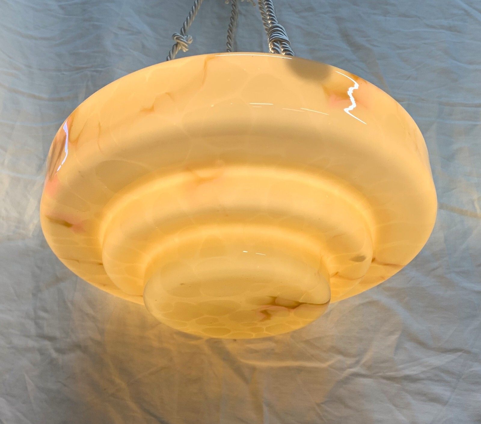 Lampadario Pendente Piatto In Vetro Vintage 1940 photo furniture