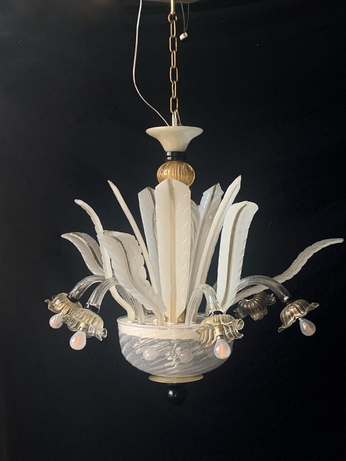 Murano Glass Chandelier Attributed To Seguso 1960 Vintage Made In Italy