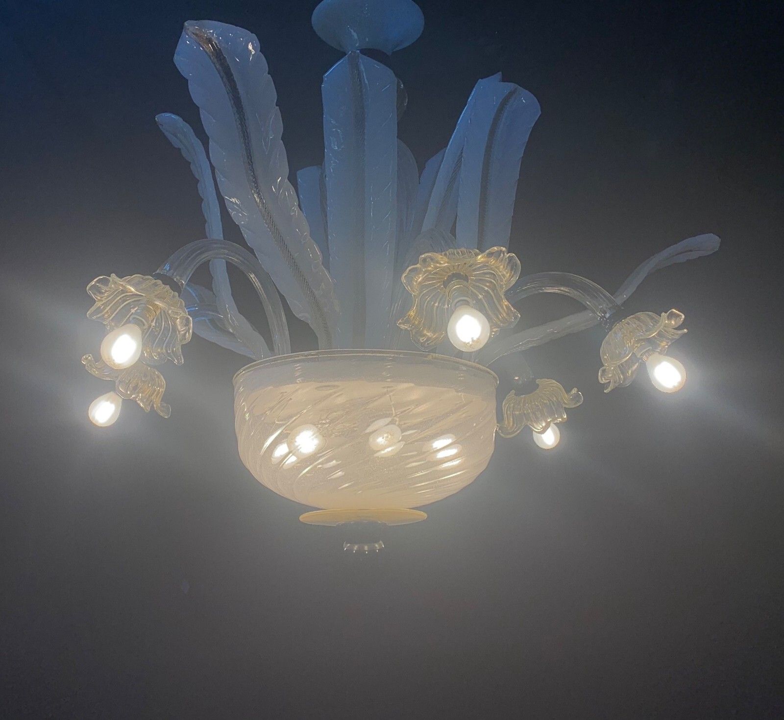 Murano Glass Chandelier Attributed To Seguso 1960 Vintage Made In Italy photo vinterior